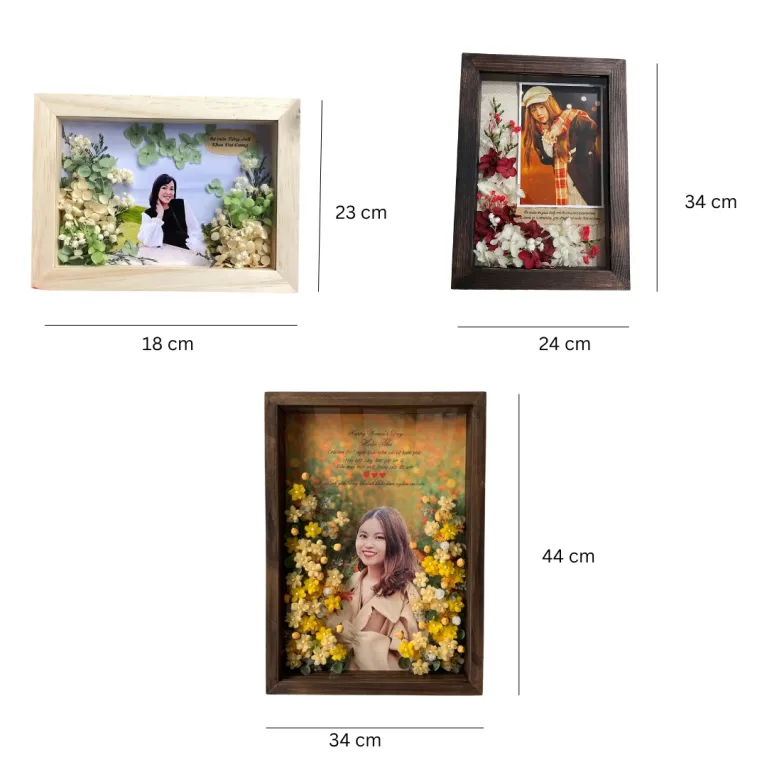Personalized Dried Flower Photo Frames offer a unique way to cherish memories, allowing you to customize the photo, colors, and quotes in a beautifully crafted dried flower frame, making it the perfect personalized gift