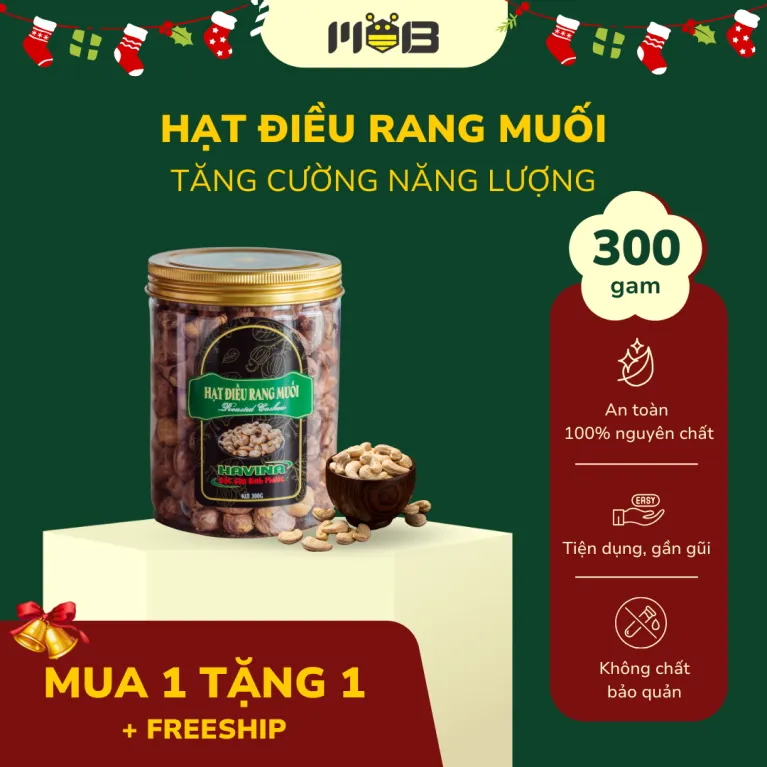 Indulge in the special flavor of MOB Salted Cashew 300G Jar, a healthy snack and energy booster from Binh Phuoc, perfect for adding to yogurt or as a delightful Vietnamese giftIndulge in the special flavor of MOB Salted Cashew 300G Jar, a healthy snack and energy booster from Binh Phuoc, perfect for adding to yogurt or as a delightful Vietnamese gift