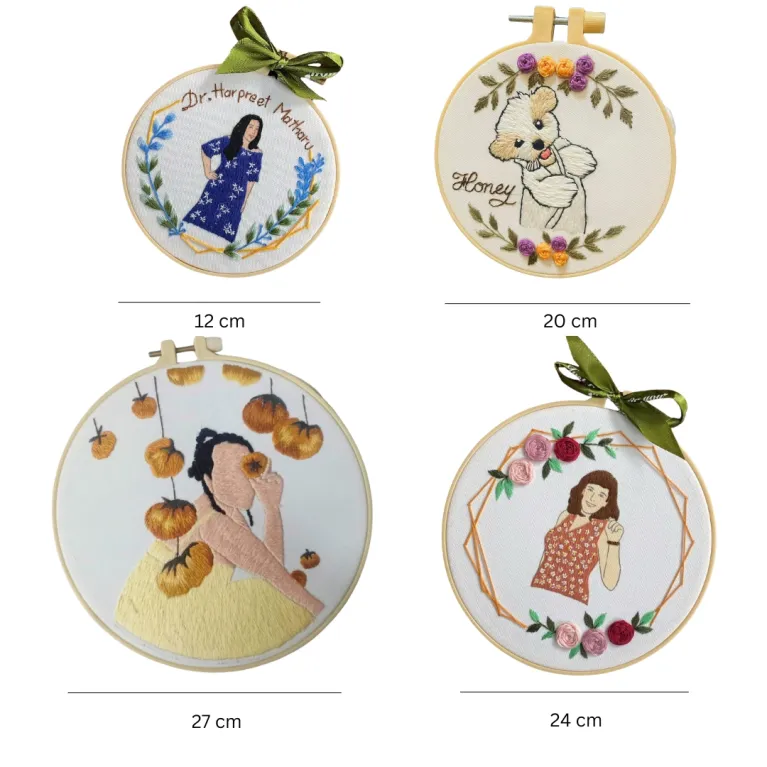 The Personalized Portrait with Flower & Text Embroidery Frame is a unique handmade canvas embroidery that transports you into the art, making it the perfect personalized gift for a birthday
