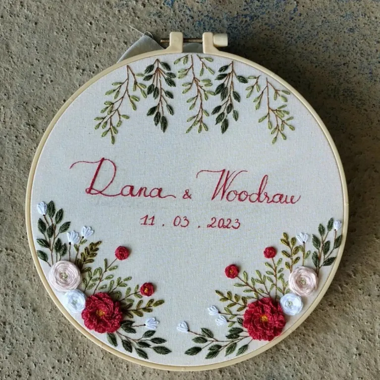 The Personalized Flower and Message Embroidery Frame, meticulously handcrafted to bring joy and heartfelt wishes, makes a thoughtful and meaningful personalized gift for any occasion