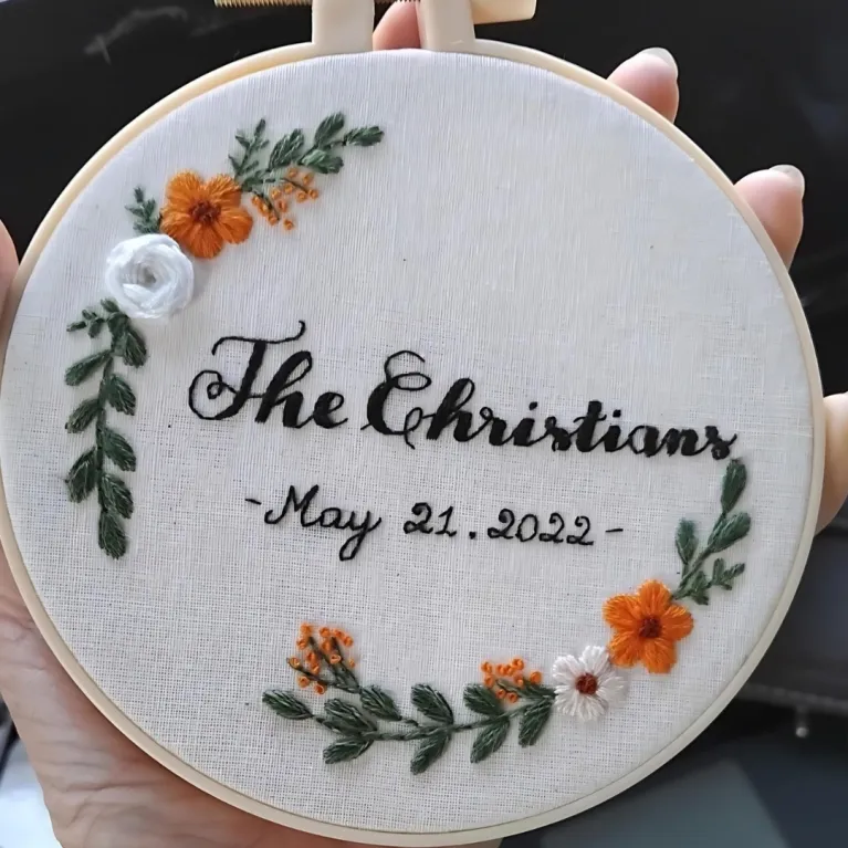 The Personalized Flower and Message Embroidery Frame, meticulously handcrafted to bring joy and heartfelt wishes, makes a thoughtful and meaningful personalized gift for any occasion