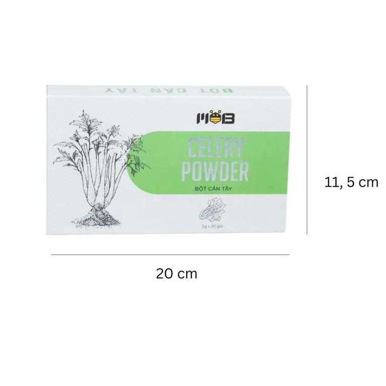 Bột Cần Tây Nguyên Chất MOB trong Hộp 20 Gói mang đến hương vị đặc trưng của bột cần tây, giúp giảm huyết áp, thanh lọc cơ thể, và là lựa chọn tuyệt vời cho một bột cần tây detox, trở thành món quà tặng sức khỏe đầy ý nghĩa cho người thânBột Cần Tây Nguyên Chất MOB trong Hộp 20 Gói mang đến hương vị đặc trưng của bột cần tây, giúp giảm huyết áp, thanh lọc cơ thể, và là lựa chọn tuyệt vời cho một bột cần tây detox, trở thành món quà tặng sức khỏe đầy ý nghĩa cho người thân