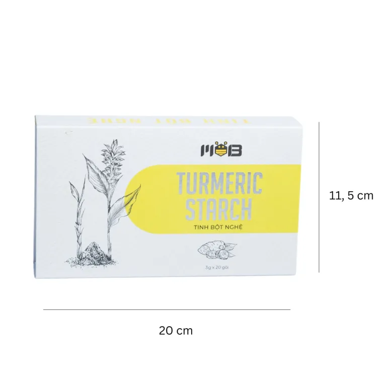 Hộp 20 Gói Tinh Bột Nghệ Nguyên Chất Dạng Que là món quà thiên nhiên hoàn hảo cho sức khỏe và sắc đẹp, vừa hỗ trợ giảm đau bao tử, vừa làm gia vị bổ dưỡng trong bữa ăn, mang đậm tinh hoa Quà Việt Nam