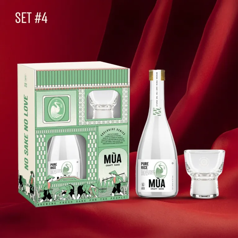 Hộp Quà Rượu Sake Pure Rice, Sake Việt Ủ Gạo ST25 Cao Cấp - Mùa Craft Sake