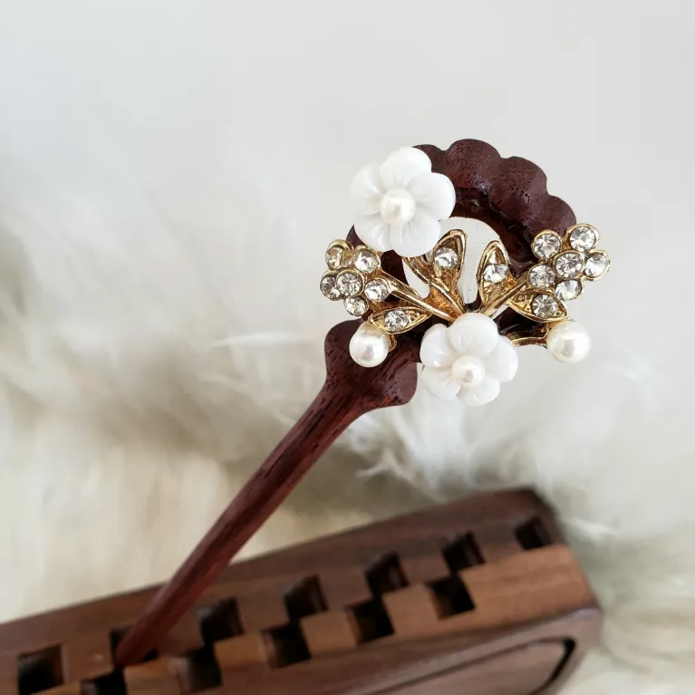 The Wreath Wooden Hair Stick captures the beauty of pristine blooms, blending elegance with tradition in a handmade hair stick—a perfect addition to traditional hair accessories and a thoughtful birthday gift for her or a gift for mom