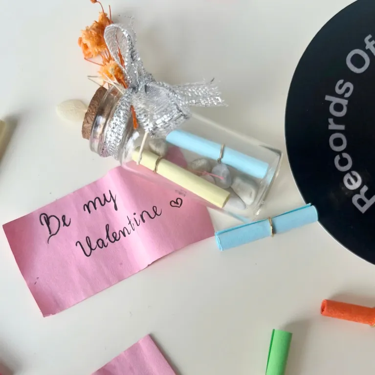 The Valentine Gift Box "Love Wish" is a romantic set filled with chocolate, a scented candle, and a wish jar - perfect for expressing intense love and making Valentine's Day truly unforgettable.