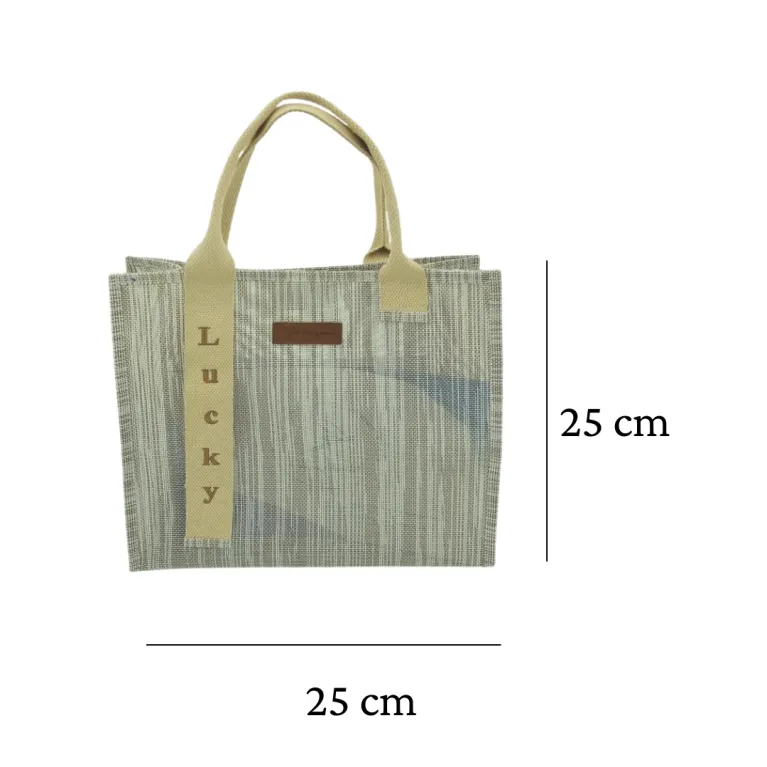 Túi Mua Sắm Vải Nhựa Kẻ Sọc 25 x 25cm mang nét cổ điển sang trọng, kết hợp cùng chất liệu vải Textilene bền bỉ, là lựa chọn hoàn hảo cho túi shopping, túi đựng cơm văn phòng cao cấp hay túi quà tặng sang trọng.