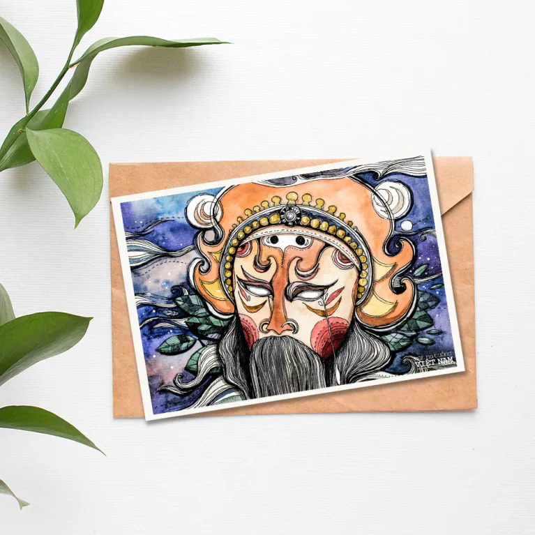 This impressive A6 Vietnam postcard, featuring artistic strokes of ethnic imprints, comes with an envelope and makes a perfect Vietnamese gift or souvenirsThis impressive A6 Vietnam postcard, featuring artistic strokes of ethnic imprints, comes with an envelope and makes a perfect Vietnamese gift or souvenirs