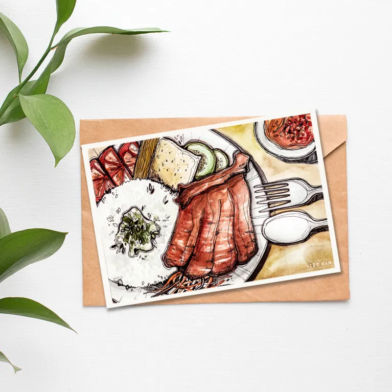 This impressive A6 Vietnam postcard, featuring artistic strokes of ethnic imprints, comes with an envelope and makes a perfect Vietnamese gift or souvenirs