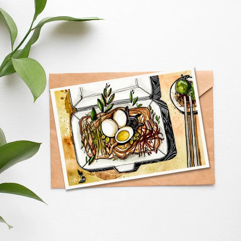 This impressive A6 Vietnam postcard, featuring artistic strokes of ethnic imprints, comes with an envelope and makes a perfect Vietnamese gift or souvenirs