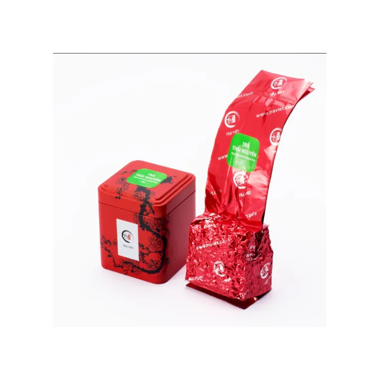 Wealthy tea gift box luxury gold foil pattern affirming refined gift selection taste, two-box Vietnamese tea gift set luxury corporate gift
