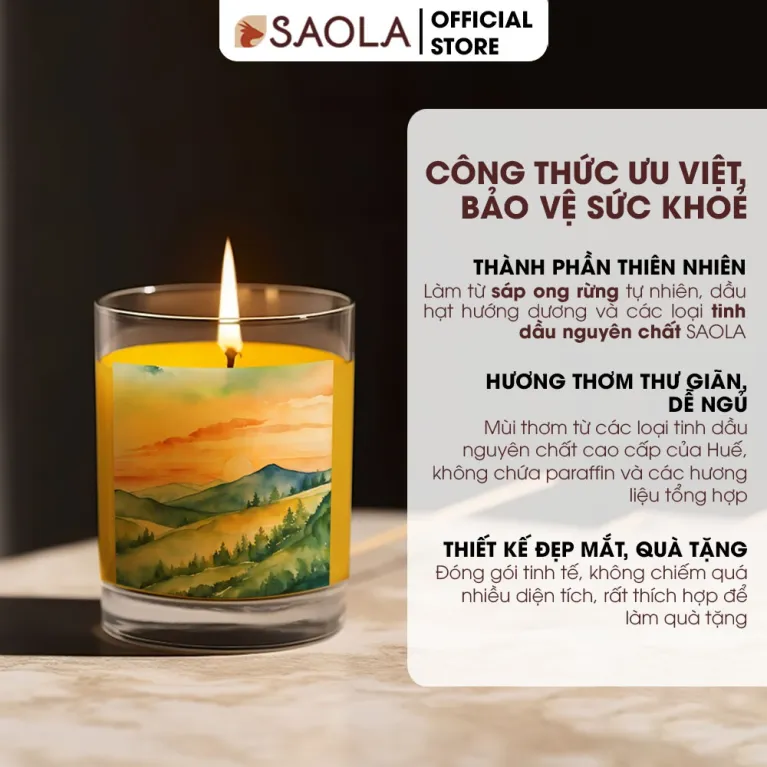 The SAOLA Scented Candle blends pure natural fragrance, beeswax, and essential oils, creating a soothing ambiance—perfect as a birthday or new home gift.