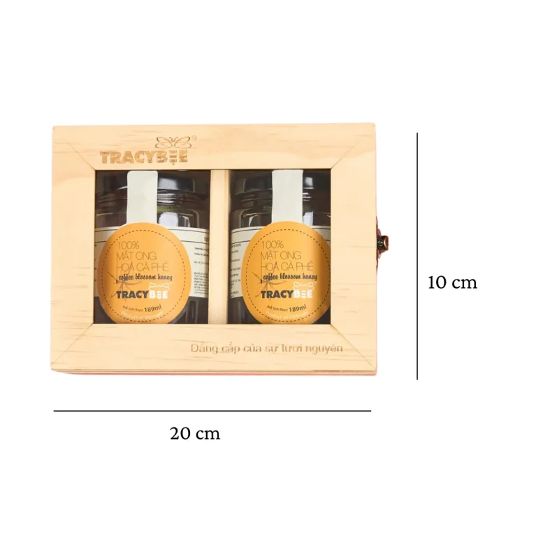 The Pure Coffee Blossom Honey Duo Gift Box blends sweetness & sophistication, featuring real honey from coffee orchards in a luxurious wooden gift box - a perfect health gift set for any occasion.