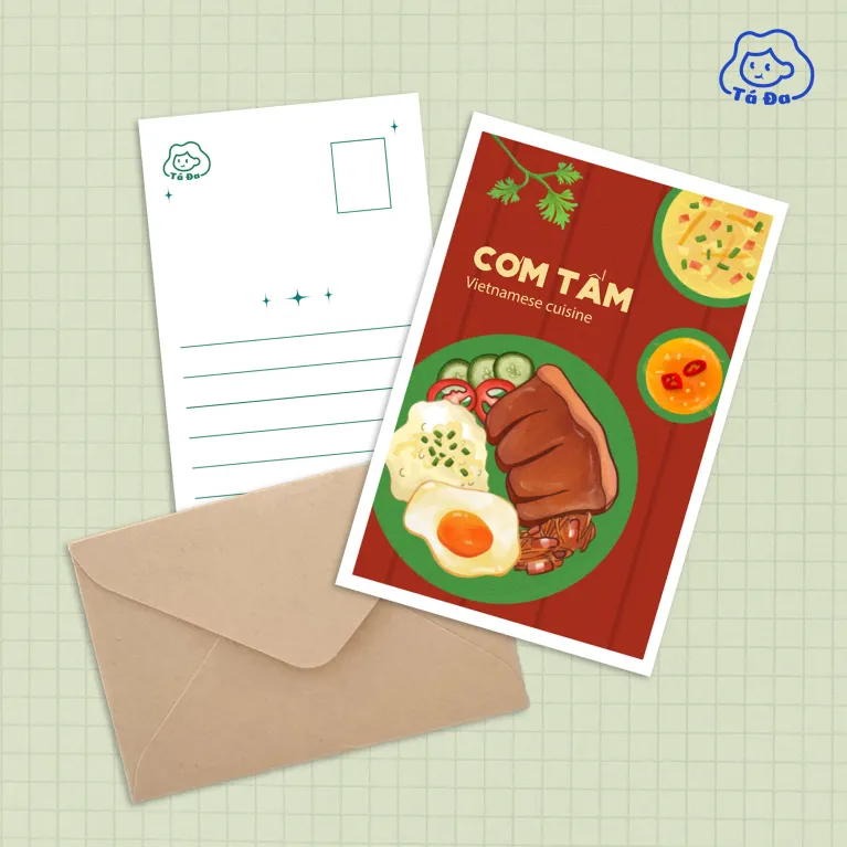 Experience Vietnamese Cuisine Postcards, where flavorful strokes meet glittering details - a unique gift and meaningful Vietnamese souvenir for food lovers