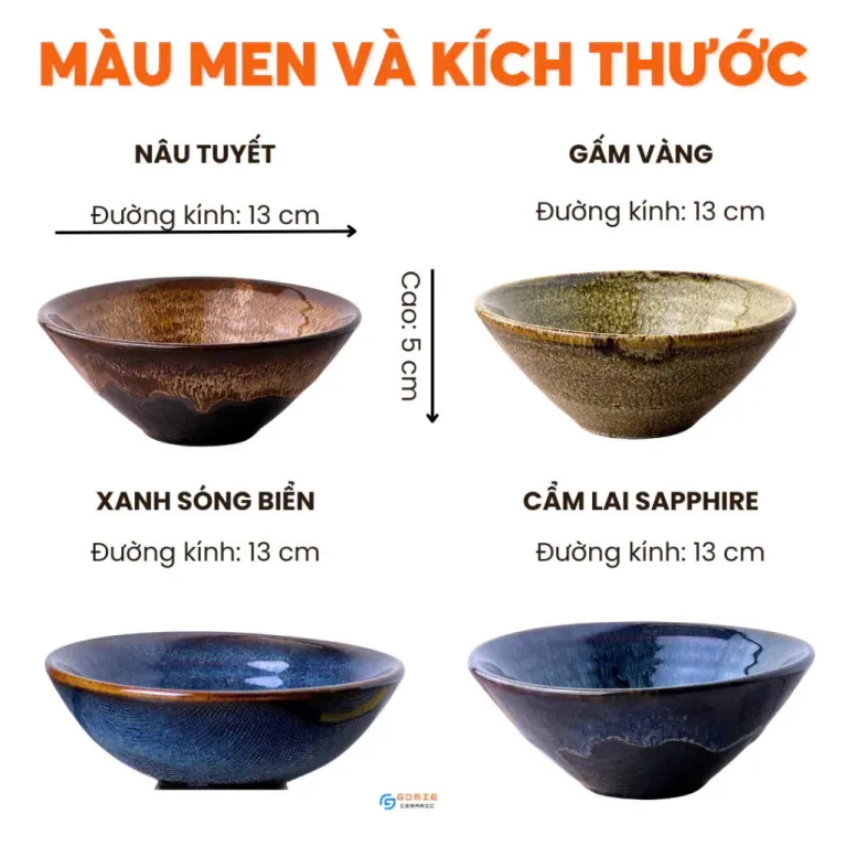 The Bat Trang Fire-Glazed Flared Bowl (13x5cm) captures the essence of Vietnamese ceramics, making it a stunning tableware piece and an impressive housewarming gift