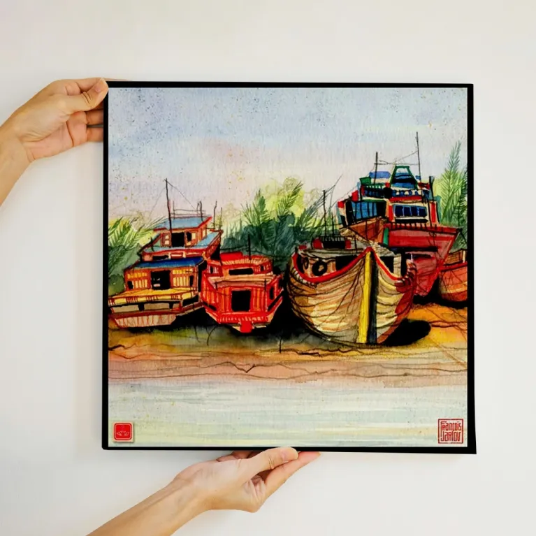 Tranh Sơn Mài Việt Nam 30x30cm  là lựa chọn hoàn hảo cho tranh trang trí nghệ thuật, thể hiện vẻ đẹp sâu lắng của tranh chủ đề Việt Nam, đồng thời là quà lưu niệm Việt Nam ý nghĩa hay quà tân gia sang trọng.