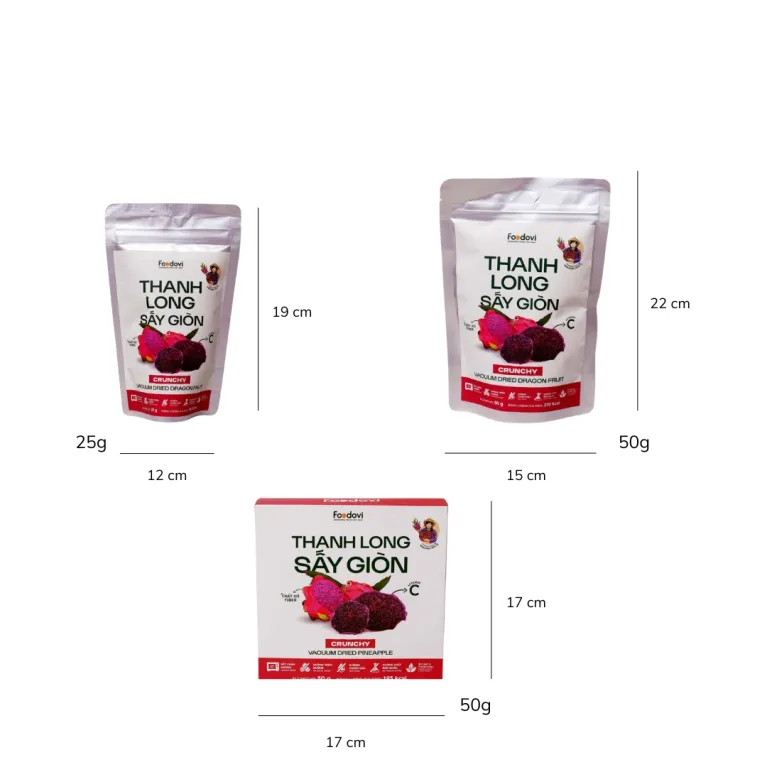 Crunchy vacuum-dried dragon fruit, a Vietnamese specialty, offers an original distinctive flavor in a sugar-free dried fruit—a healthy snack and a delightful snack gift for any occasion!Crunchy vacuum-dried dragon fruit, a Vietnamese specialty, offers an original distinctive flavor in a sugar-free dried fruit—a healthy snack and a delightful snack gift for any occasion!