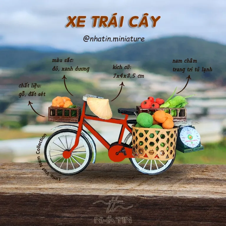 The Vietnamese Bike Vendor Magnet from the Little Vietnam Collection is a creative refrigerator magnet - an exquisite handmade gift and an impressive Vietnamese souvenir for any travel enthusiast.