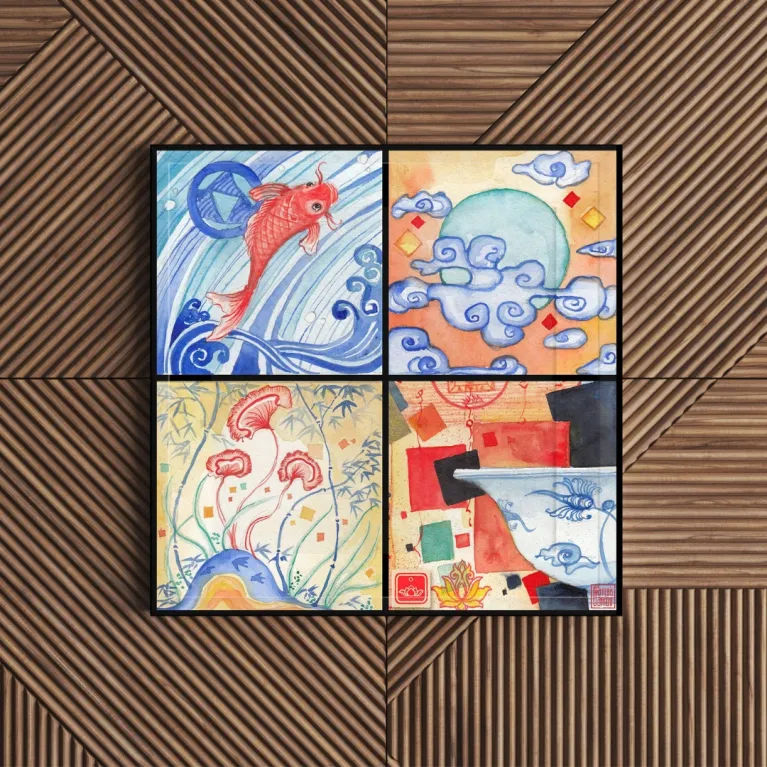 This 30x30cm Vietnamese lacquer painting beautifully captures the essence of Vietnam, making it a perfect artistic decorative piece and a meaningful Vietnamese-themed souvenir