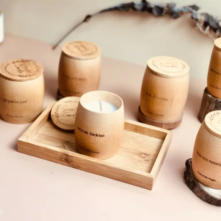 The Bamboo Scented Candle Gift Set captures the Asian essence in every fragrance, featuring a bamboo jar scented candle made from soy wax and infused with natural essential oils - a unique birthday gift for a touch of warmth and serenity.