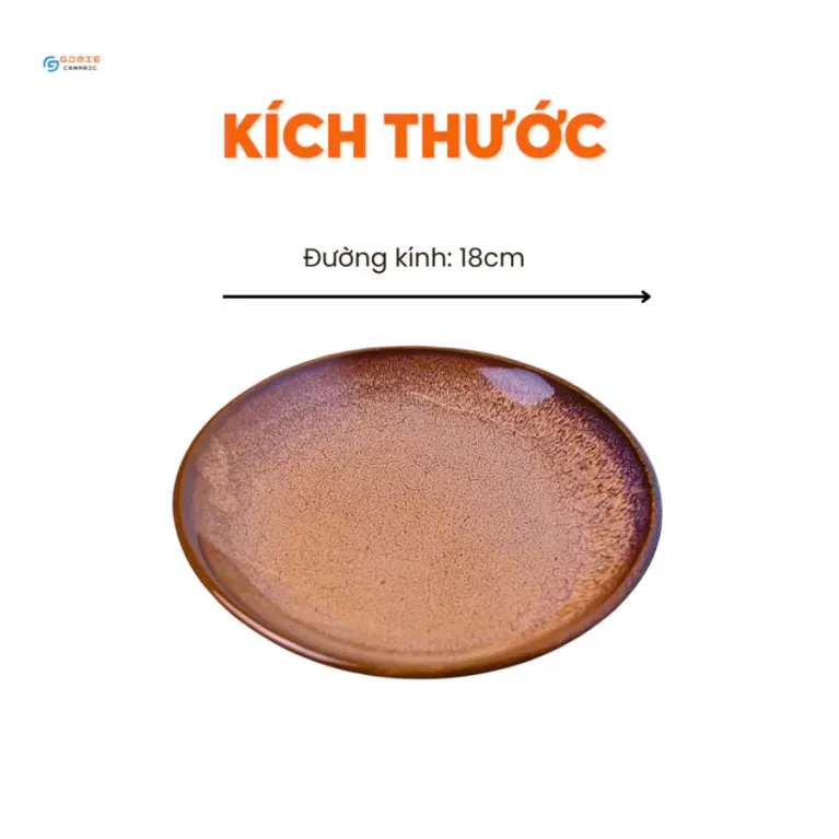 Đĩa Tròn Men Nâu Tuyết Hỏa Biến không chỉ là đĩa gốm Bát Tràng cao cấp, mà còn mang đến trải nghiệm bữa ăn thanh lịch, thu hút với gốm hỏa biến độc đáo, phù hợp để trang trí nhà cửa hoặc làm quà lưu niệm tinh tế.
