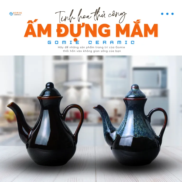 Ấm Đựng Mắm Gốm Bát Tràng Hỏa Biến, lưu giữ vị ngon tinh tế, tô điểm không gian, lý tưởng làm quà khai trương, quà lưu niệm Việt Nam