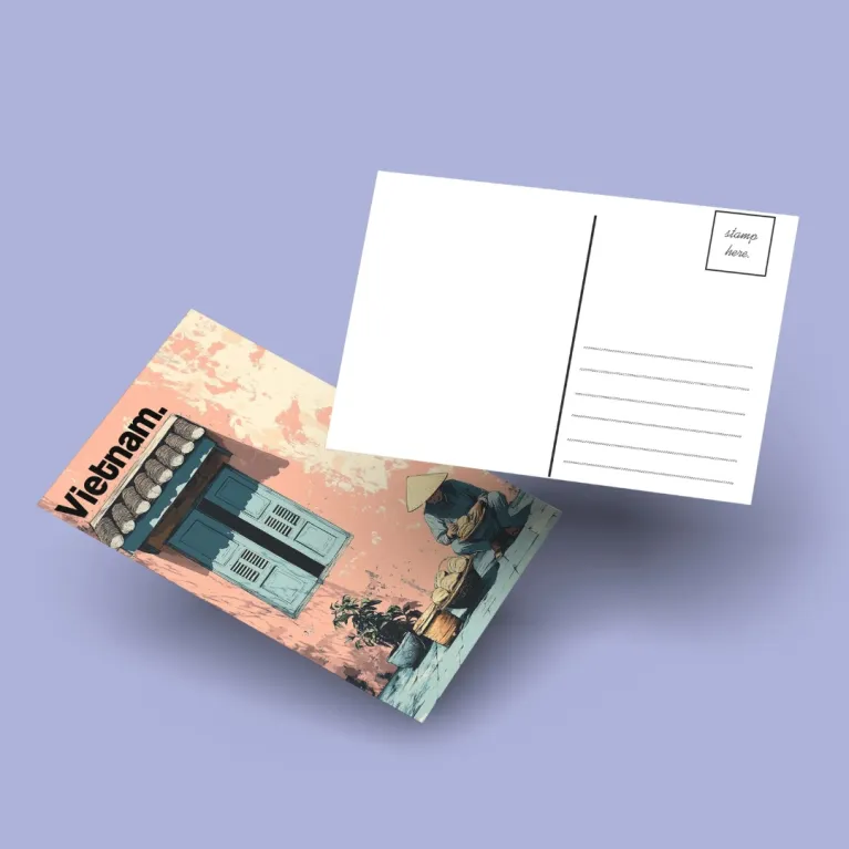 Bưu thiếp in hình du lịch Việt Nam đặt trọn hành trình vào trang giấy với postcard địa danh Việt Nam tuyệt đẹp, vừa là thiệp nghệ thuật tinh tế vừa là quà lưu niệm Việt Nam nhỏ gọn ý nghĩa