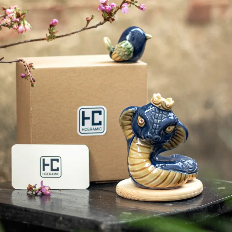Tượng rắn hoa dây gốm sứ – tượng rắn sành đáng yêu mang nét uyển chuyển nghệ thuật, đồ gốm trang trí nhà cửa, quà tân gia và quà lưu niệm Việt Nam độc đáo
