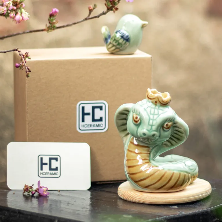 Tượng rắn hoa dây gốm sứ – tượng rắn sành đáng yêu mang nét uyển chuyển nghệ thuật, đồ gốm trang trí nhà cửa, quà tân gia và quà lưu niệm Việt Nam độc đáo