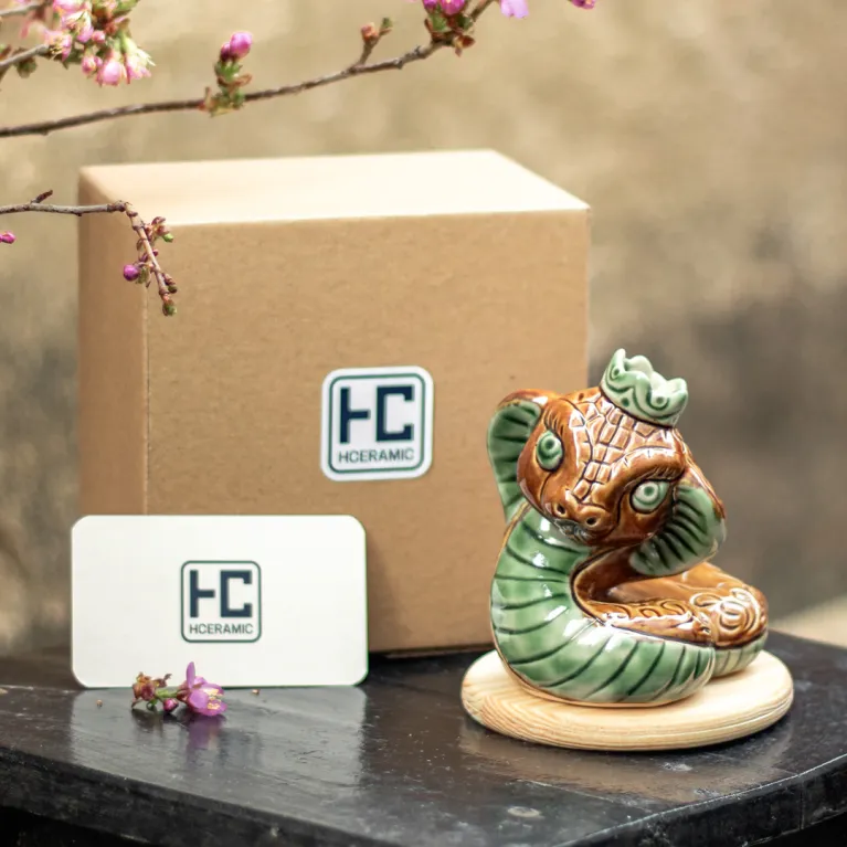 Tượng rắn hoa dây gốm sứ – tượng rắn sành đáng yêu mang nét uyển chuyển nghệ thuật, đồ gốm trang trí nhà cửa, quà tân gia và quà lưu niệm Việt Nam độc đáo