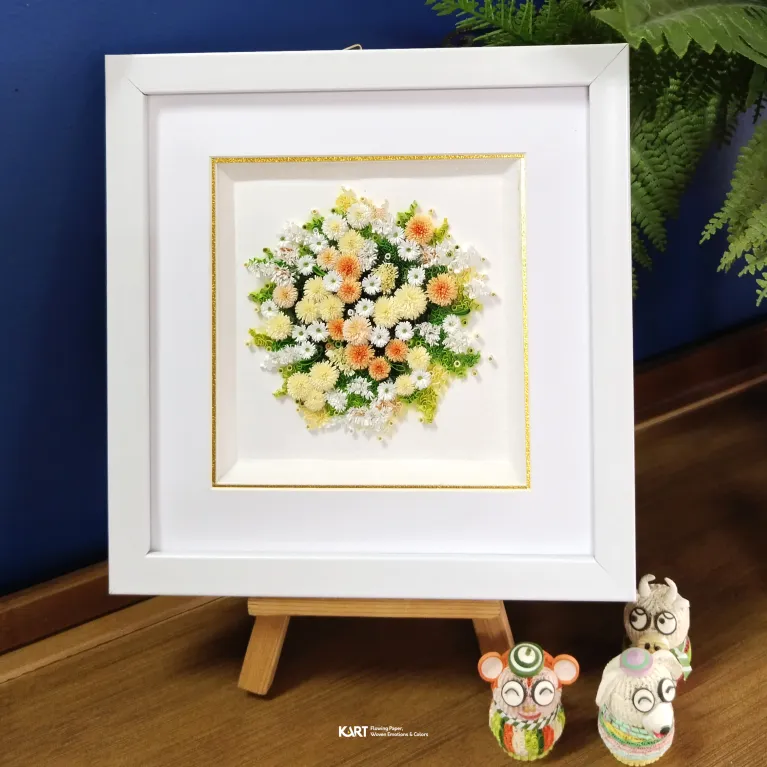 "Honey Light" Quilled Paper Flower Art creates a Radiant Loving Space with Handcrafted Paper Flower Art perfect for Home Interior Design, making an ideal Housewarming Gift or Birthday Gift