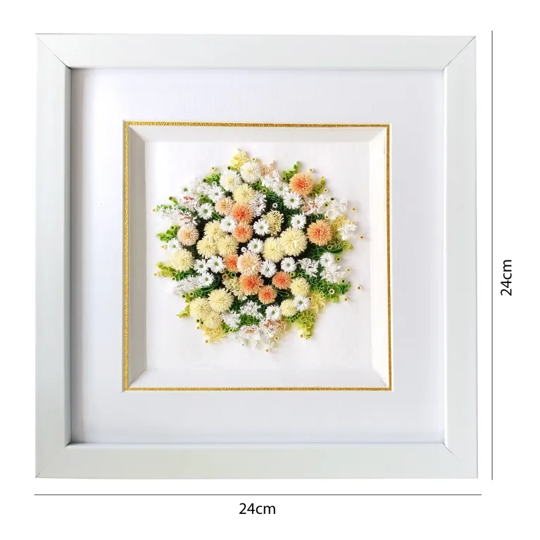 "Honey Light" Quilled Paper Flower Art creates a Radiant Loving Space with Handcrafted Paper Flower Art perfect for Home Interior Design, making an ideal Housewarming Gift or Birthday Gift