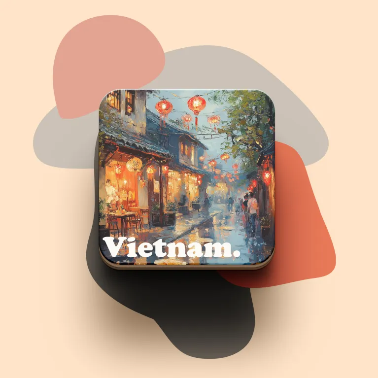 Đế lót ly gỗ in hình du lịch Việt Nam giúp nét đẹp bản địa tỏa sáng mọi nơi thông qua thiết kế độc quyền tinh tế, là phụ kiện thủ công mang đậm giá trị và quà lưu niệm Việt Nam nhỏ gọn đầy ý nghĩa.