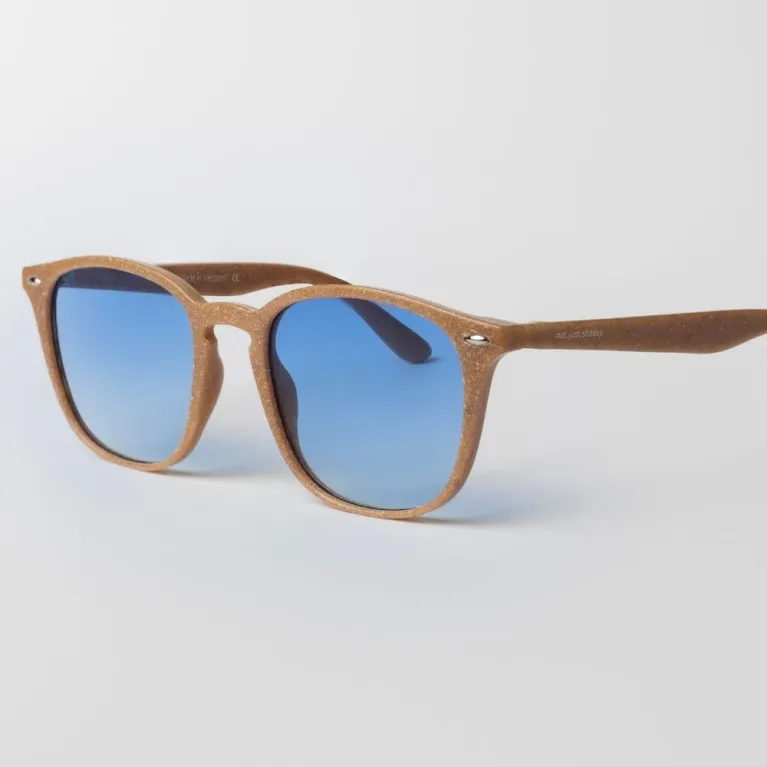 Brown frame sunglasses made from recycled plastic featuring an impressive elegant design, providing effective UV protection with premium quality, serving as both an eco-friendly recycled accessory and unique thoughtful birthday gift.