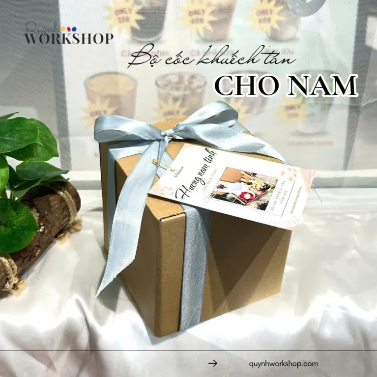 Hộp quà tinh dầu khuếch tán cho nam với ly thủy tinh hoa khô, thiệp tùy chỉnh làm quà sinh nhật bạn trai và doanh nghiệp