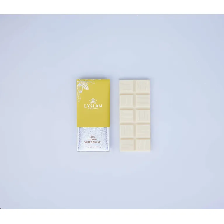 Socola trắng vị dừa 35% 40gr tận hưởng sự ngọt béo mượt mà, socola dừa Bến Tre nguyên chất là kẹo socola dừa đặc sản Việt Nam và quà cho người nước ngoài