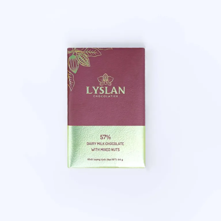 Dairy milk chocolate with mixed nuts 57% 64gr delivers rich creamy and crunchy melt finale, featuring Vietnamese chocolate made from pure Vietnamese cacao as a delicious Vietnam giftDairy milk chocolate with mixed nuts 57% 64gr delivers rich creamy and crunchy melt finale, featuring Vietnamese chocolate made from pure Vietnamese cacao as a delicious Vietnam giftDairy milk chocolate with mixed nuts 57% 64gr delivers rich creamy and crunchy melt finale, featuring Vietnamese chocolate made from pure Vietnamese cacao as a delicious Vietnam gift