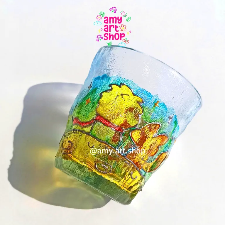 Hand-painted Little Prince glass cup with custom personalization adds touch of magic for dynamic days, serving as glass mug for home decor and personalized birthday gift.