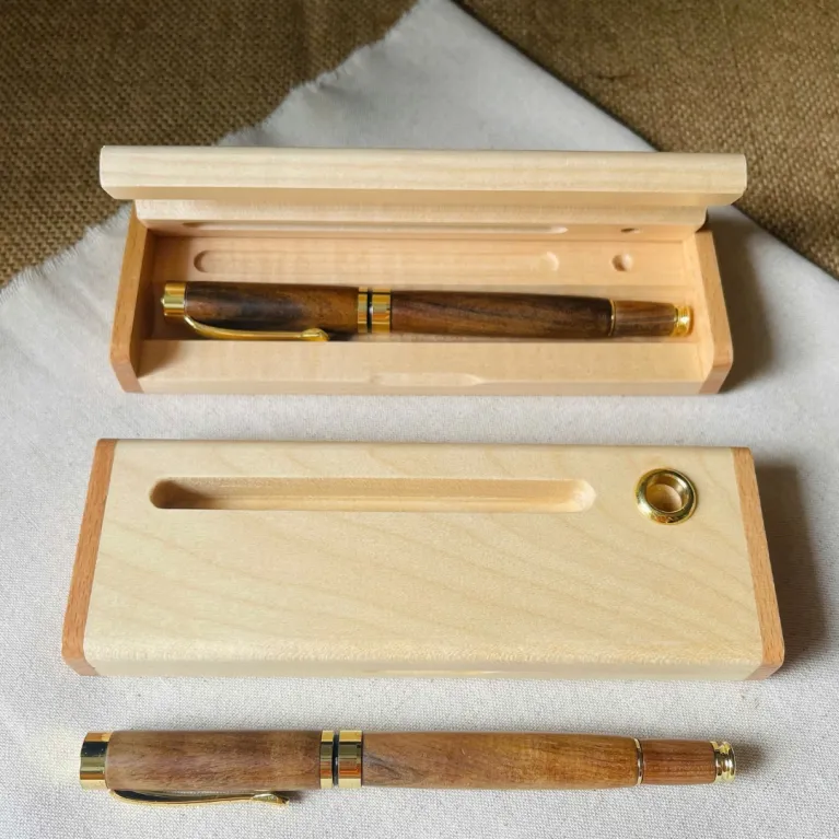 Custom name and logo engraved calocedrus wood pen with elegant box, classic beauty signature pen as premium personalized keepsake gift