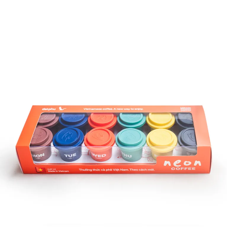 Neon coffee box 12 capsules ready with you every moment, cold water freeze-dried coffee diverse flavors colleague gift as Vietnamese souvenirs