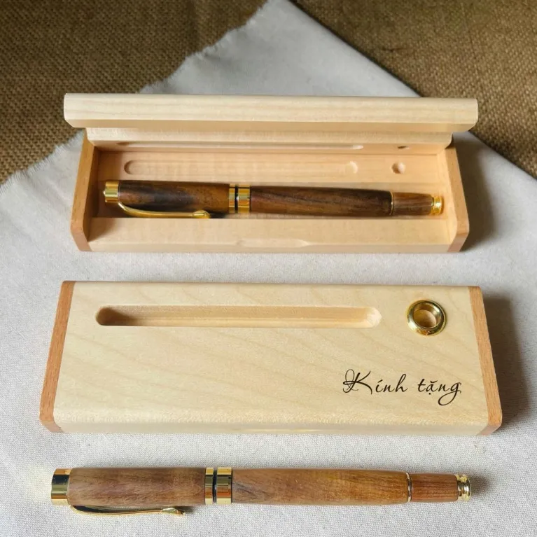 Custom name and logo engraved calocedrus wood pen with elegant box, classic beauty signature pen as premium personalized keepsake gift