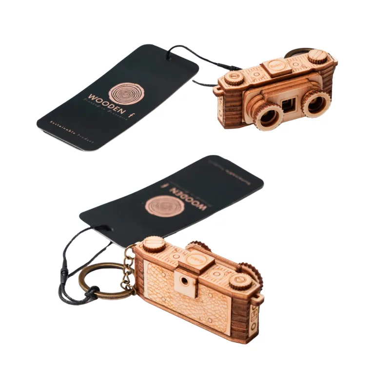 Móc khóa gỗ hình camera nét cổ điển độc quyền, móc khóa gỗ thật gọn nhẹ thủ công độc đáo quà tặng lưu niệm Việt Nam