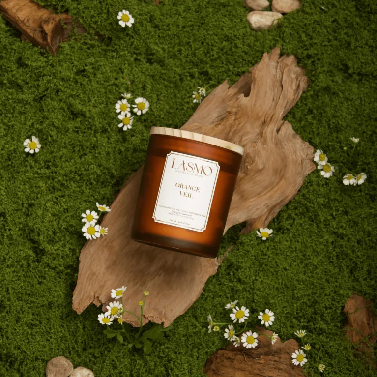 Set quà tặng nến thơm "Orange Veil" với hương cam ngọt và gỗ ấm, hộp quà sang trọng, tinh dầu thiên nhiên lành tính, thích hợp làm quà sinh nhật hoặc quà tân gia