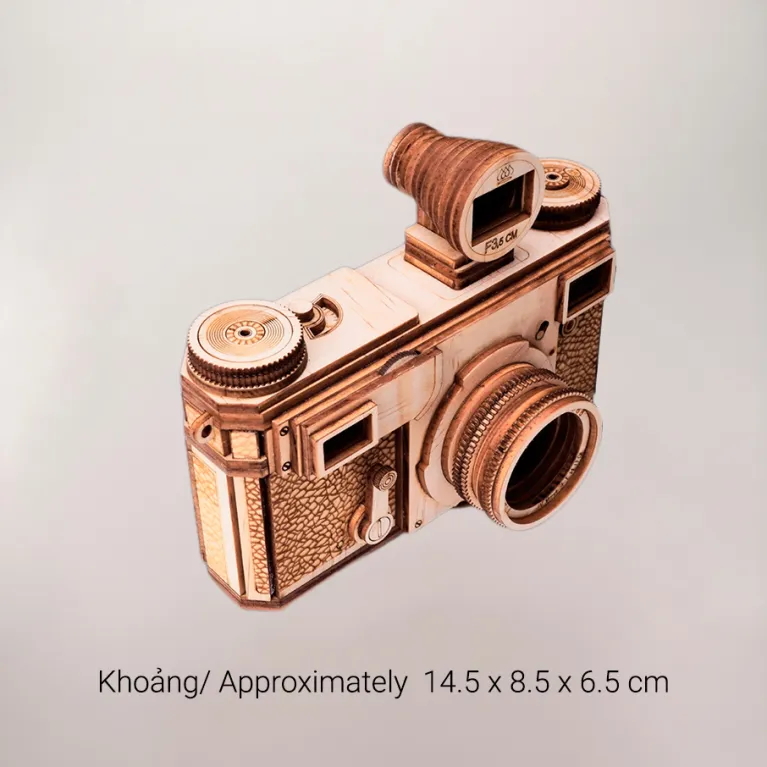 Mô hình camera Kiev 4A gỗ tỉ lệ thật không gian cổ điển khó quên, mô hình máy ảnh gỗ thủ công trang trí nhà cửa quà lưu niệm độc đáo