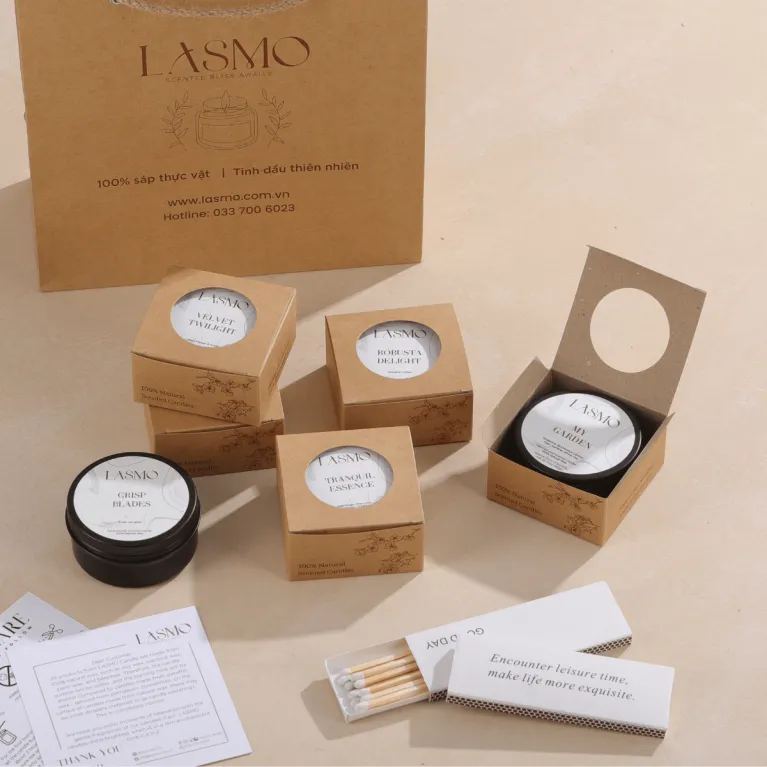 Set quà tặng nến thơm Tranquil Essence hương thiền thư giãn, nến thơm sáp thiên nhiên hương thơm tinh tế quà sinh nhật tân gia sang trọng