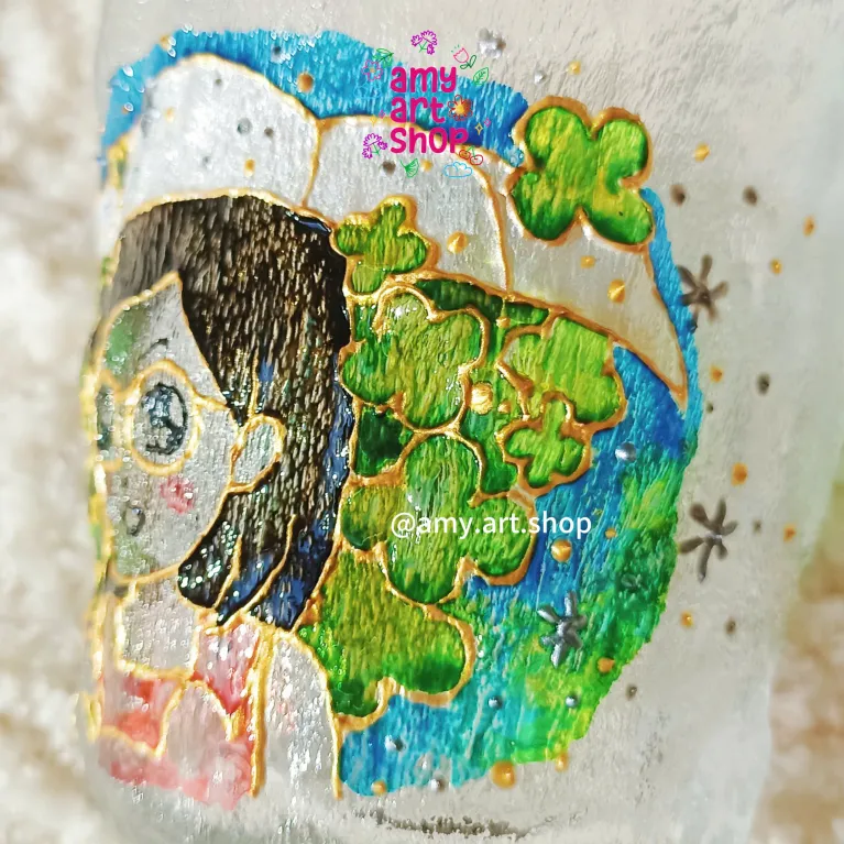 Custom hand-painted portrait glass cup with unfading impression, frosted personalized glass souvenir as personalized birthday gift