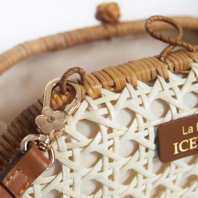 Túi mây đan tay Luna Woven từng đường cong tinh tế, túi xách mây đan tay dáng bầu dục túi đeo chéo đi biển phụ kiện thủ công quà cho nữ tinh tế