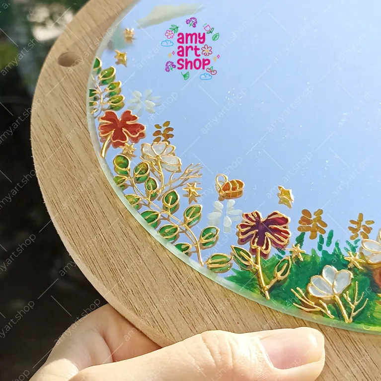 Hand-painted art mirror with custom name your own magic, art mirror premium wooden frame personalized gift Vietnamese souvenirs as birthday gift