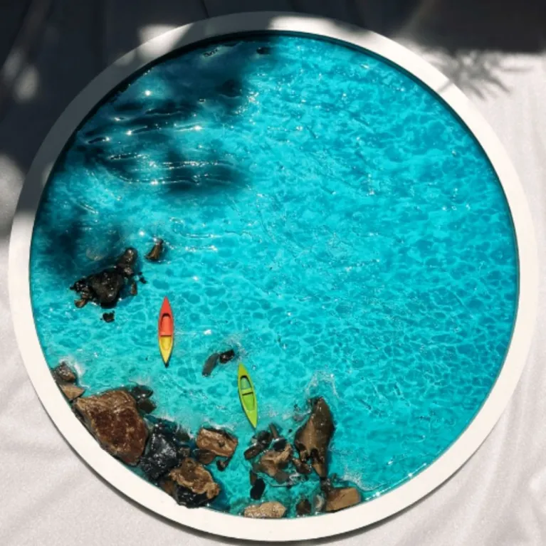 Tranh Mùa Hè epoxy resin mảnh ghép tươi mới cho không gian, tranh tròn đường kính 40cm sống động như thật quà tân gia lưu niệm độc đáo