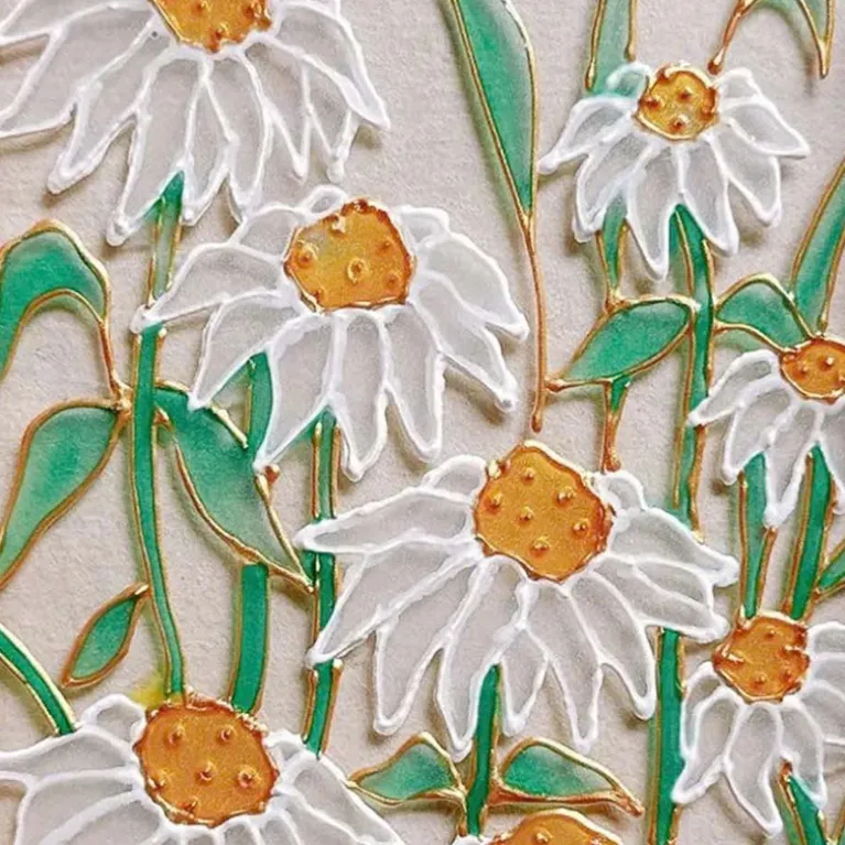 Khung tranh hoa cúc thủy tinh từ resin nét đẹp tinh khiết mỗi ngày, tranh resin nghệ thuật trang trí nhà cửa quà tân gia tinh tế sinh nhật